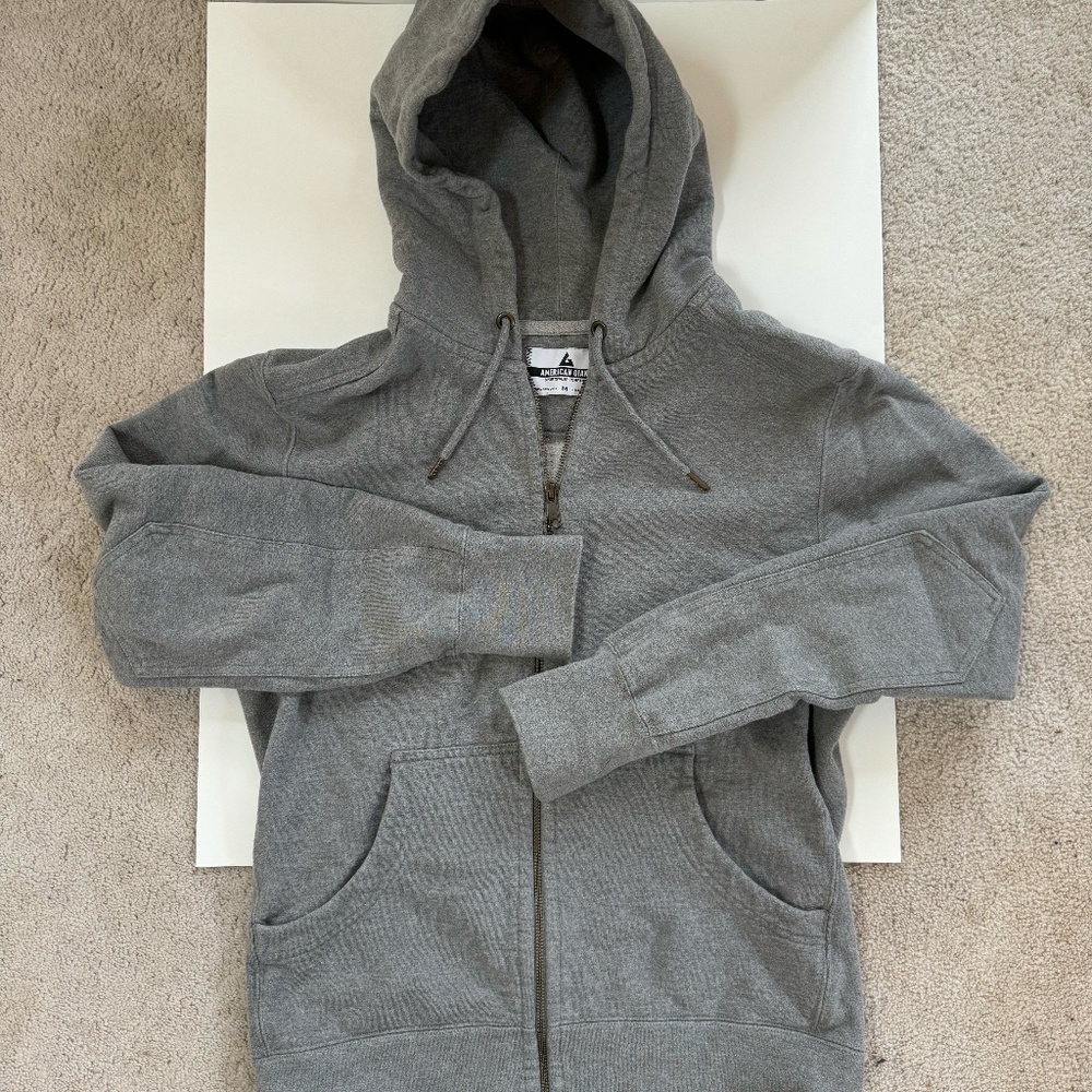 American Giant Hoodie 100% Cotton Men's Medium Full Zip Grey